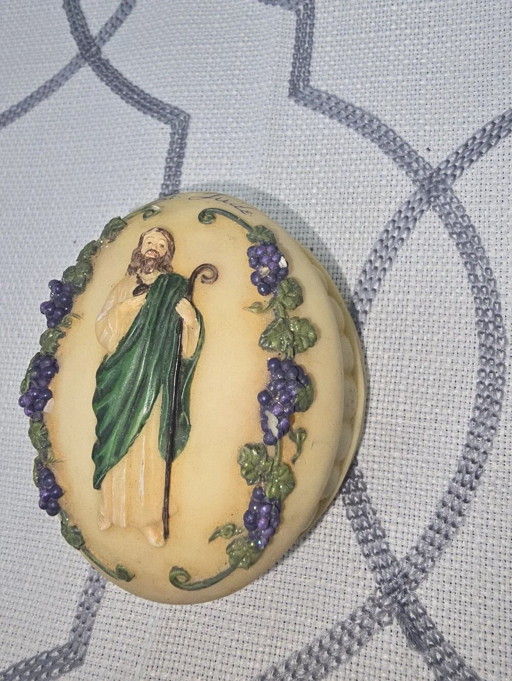 St. Jude Resin Trinket Box 2002 Jewelry Box Beman Desing Concepts 3¼